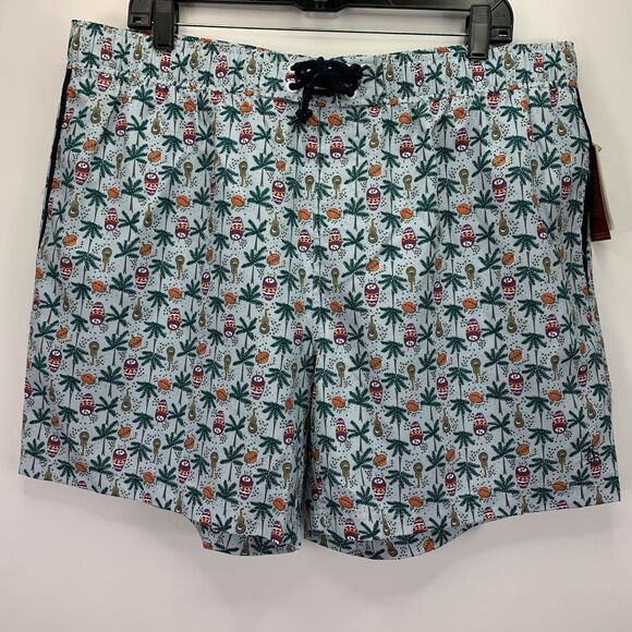 Original Penguin Mens Elasticated Waist Maraca Palm Tree Swim Trunks Gray XL - Picture 1 of 4